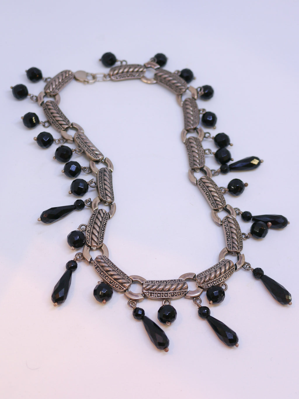 Collar Elaborado en Plata de Ley y Onix Facetado