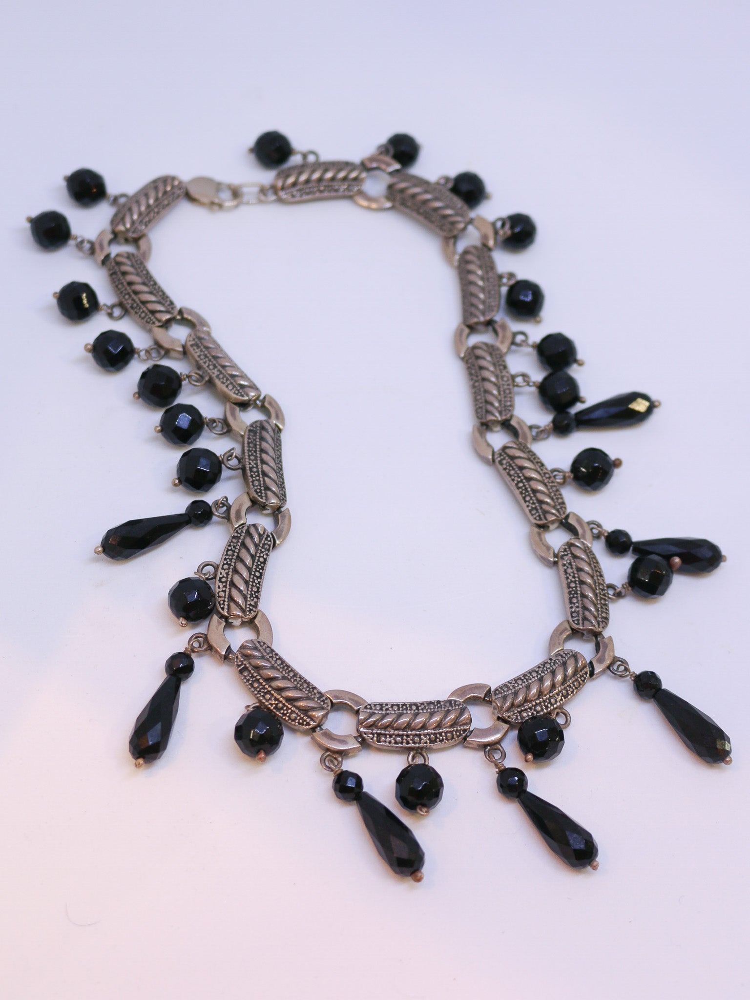 Collar Elaborado en Plata de Ley y Onix Facetado