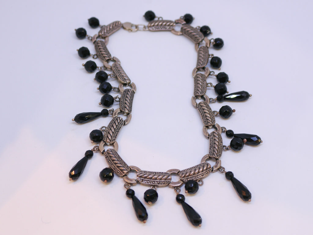 Collar Elaborado en Plata de Ley y Onix Facetado