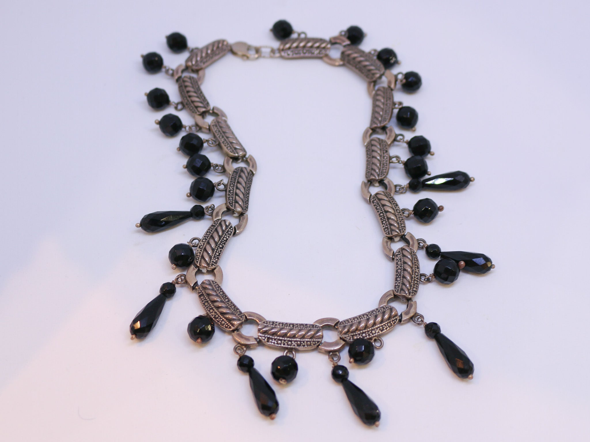 Collar Elaborado en Plata de Ley y Onix Facetado