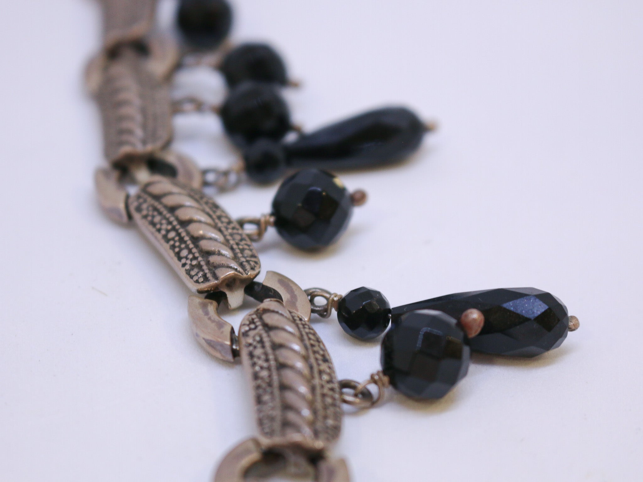 Collar Elaborado en Plata de Ley y Onix Facetado