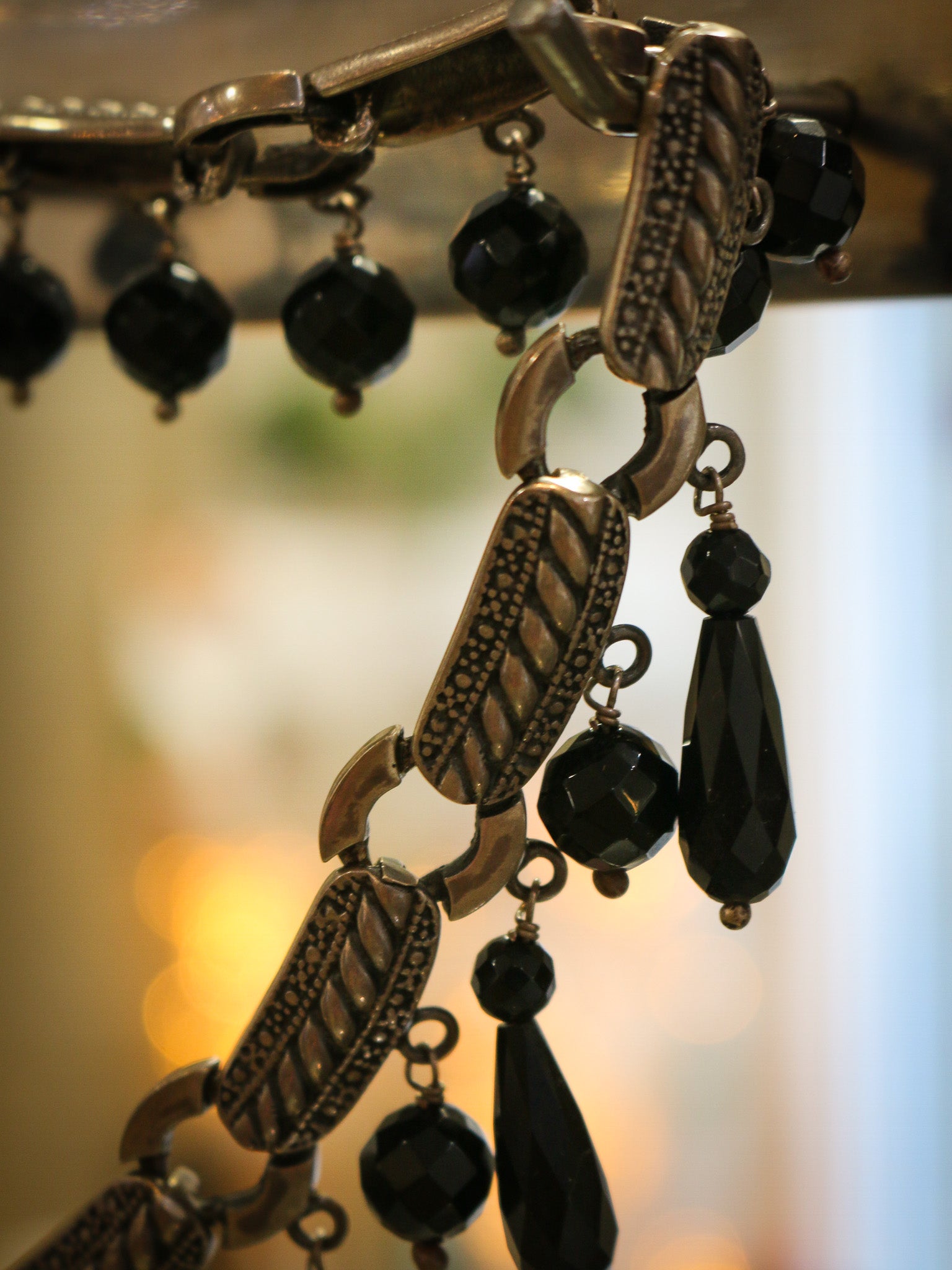 Collar Elaborado en Plata de Ley y Onix Facetado