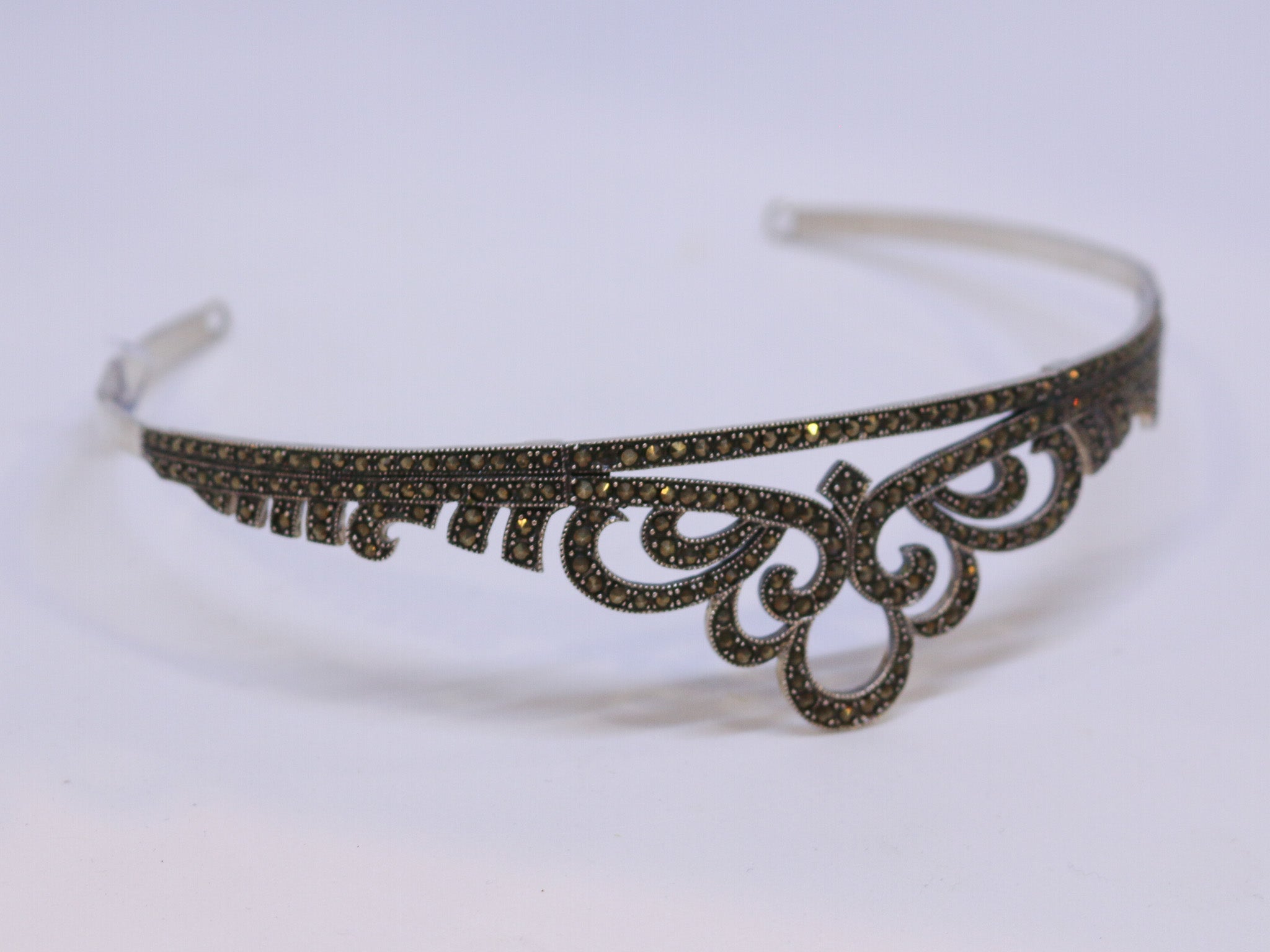 Tiara de Novia Plata de Ley Marcasitas