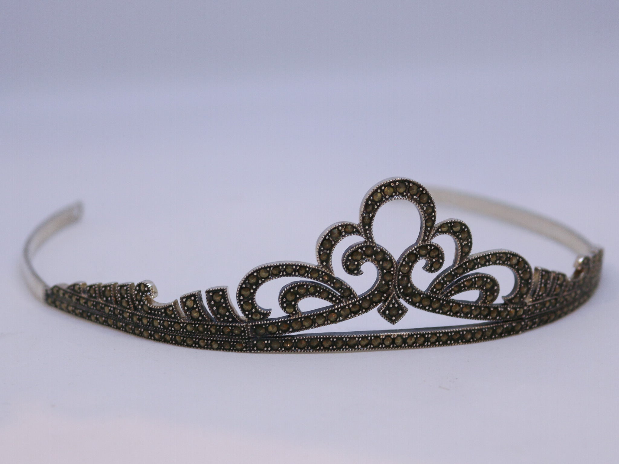Tiara de Novia Plata de Ley Marcasitas