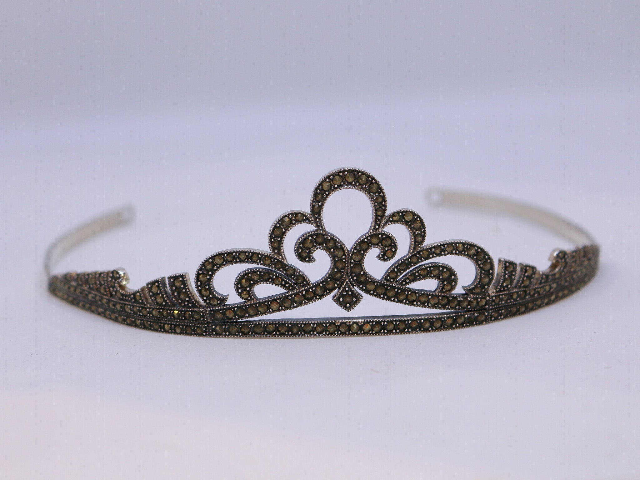 Tiara de Novia Plata de Ley Marcasitas