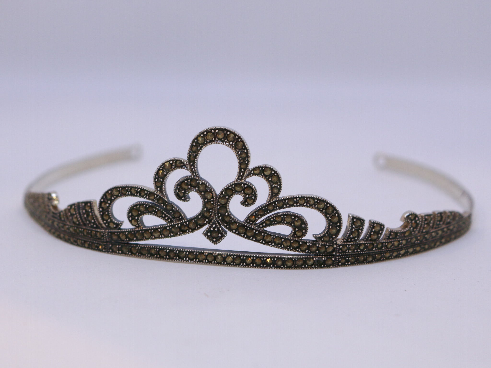 Tiara de Novia Plata de Ley Marcasitas