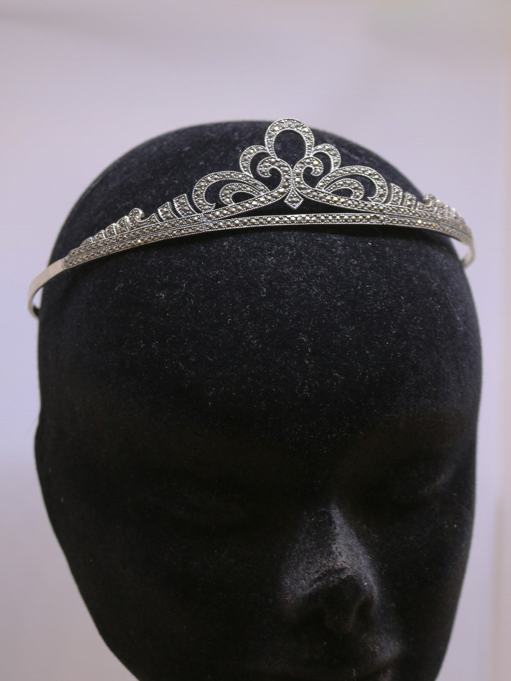 Tiara de Novia Plata de Ley Marcasitas