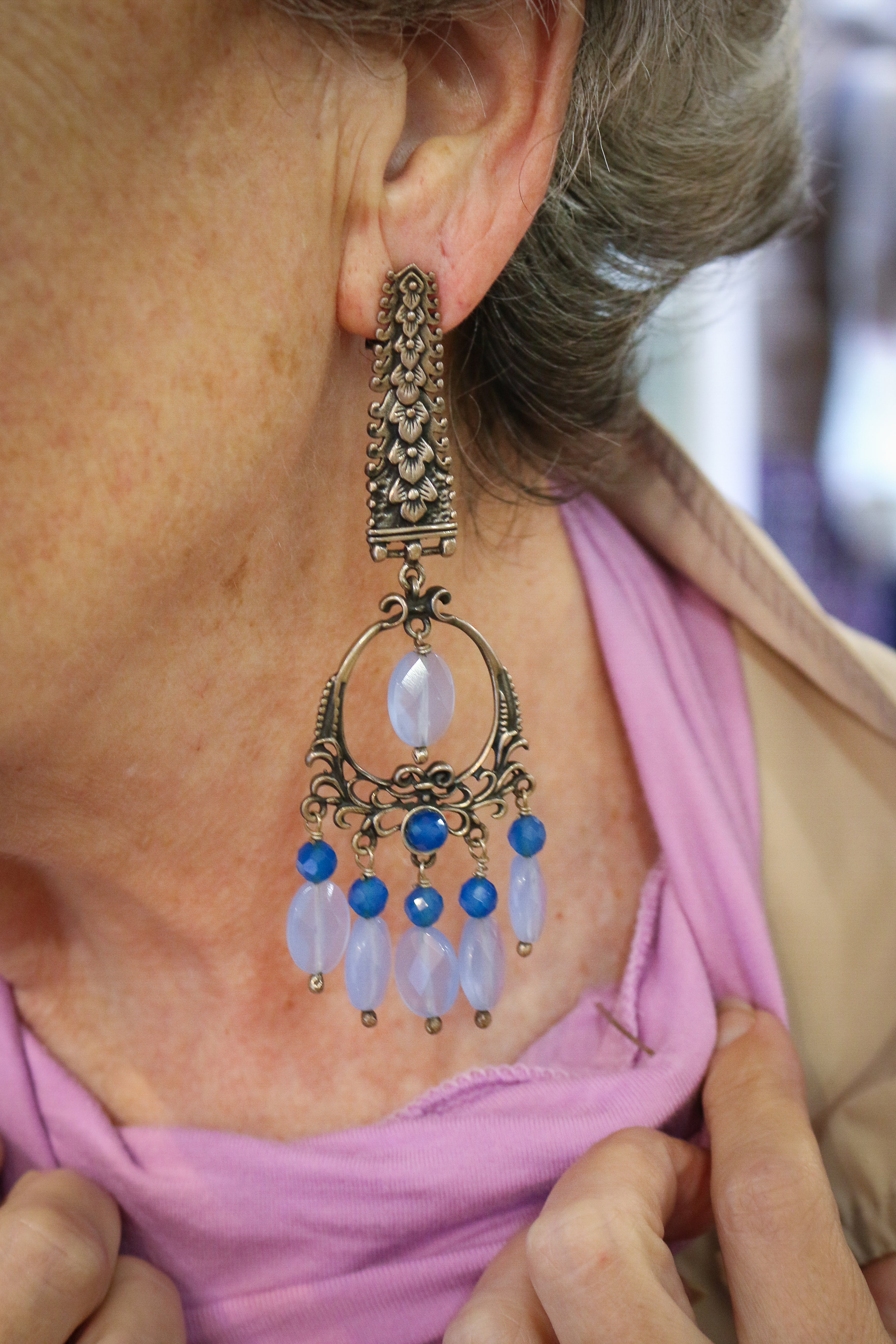 Pendientes Plato de Ley con Amazonitas