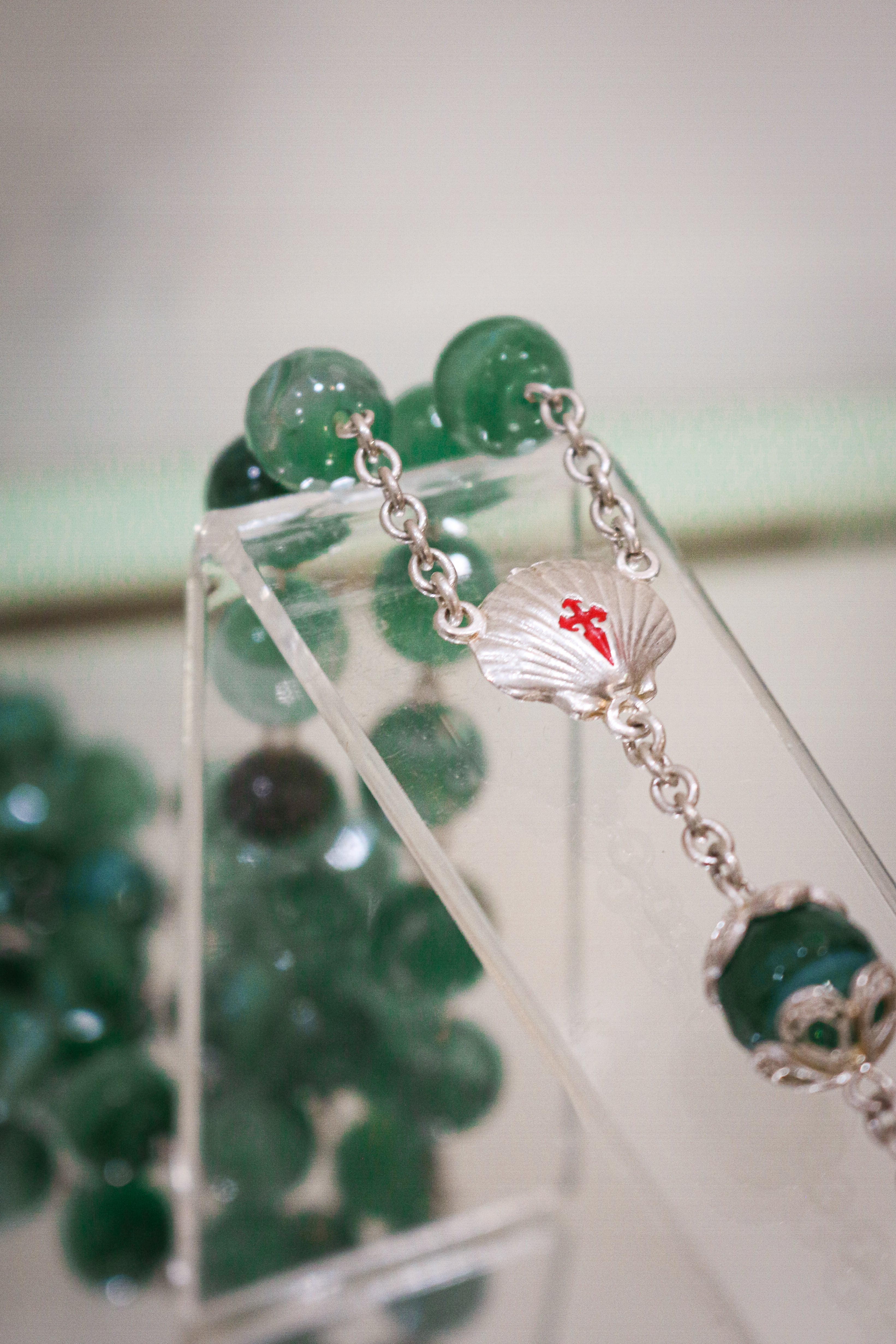Rosario elaborado Artesanalmente en Plata de Ley y Agata Verde Facetada