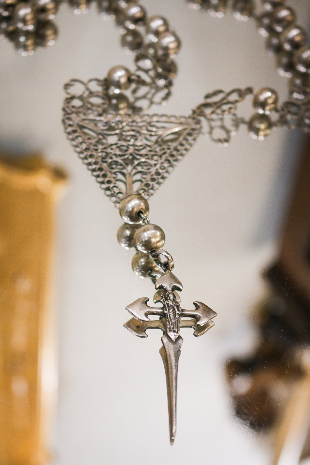 Rosario elaborado Artesanalmente en Plata de Ley con Cruz de Santiago