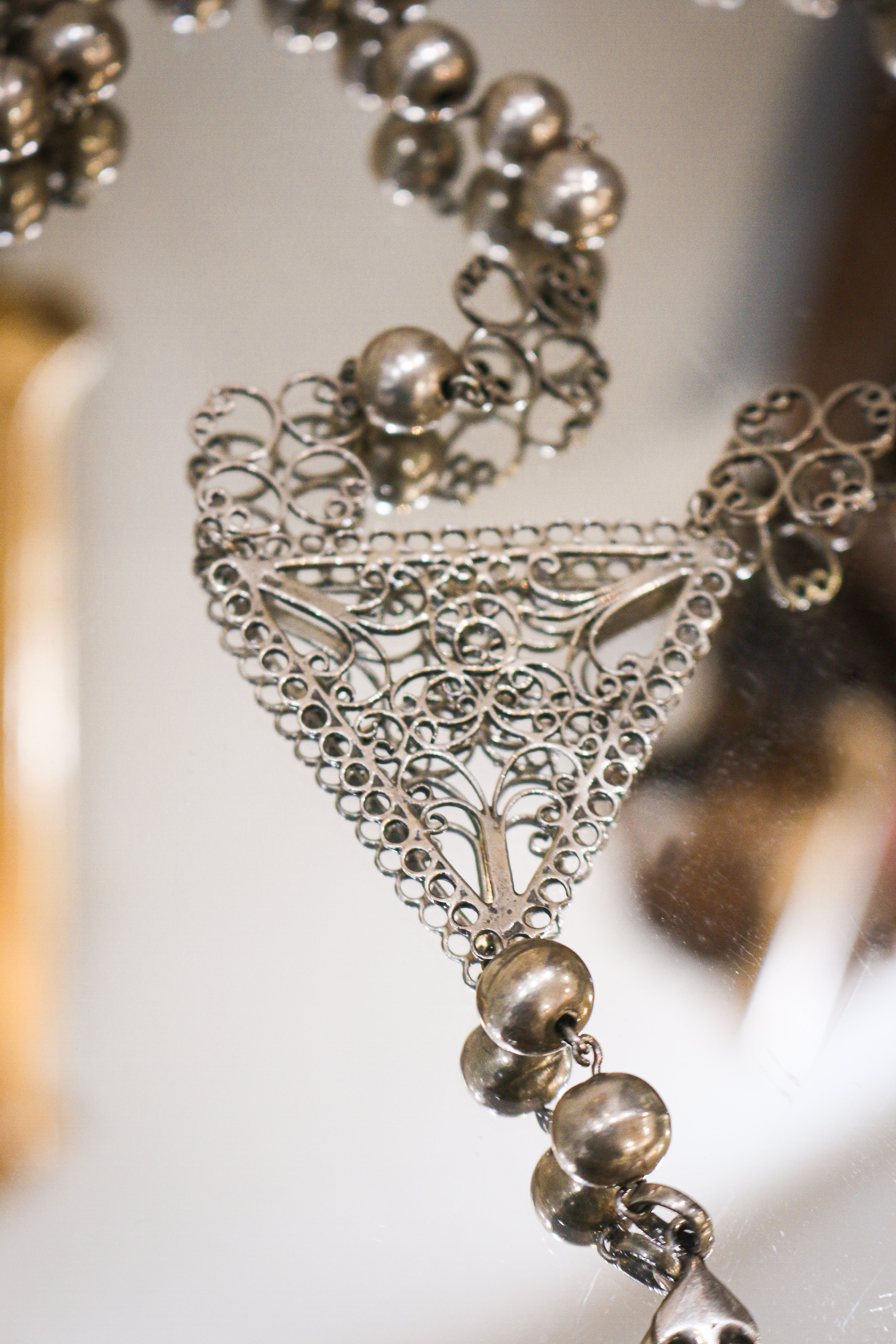 Rosario elaborado Artesanalmente en Plata de Ley con Cruz de Santiago